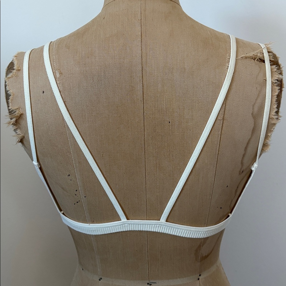 Intimately Free People Ribbed Bralette Ivory Intricate Lace Woven Racer Back M/L - Picture 3 of 7